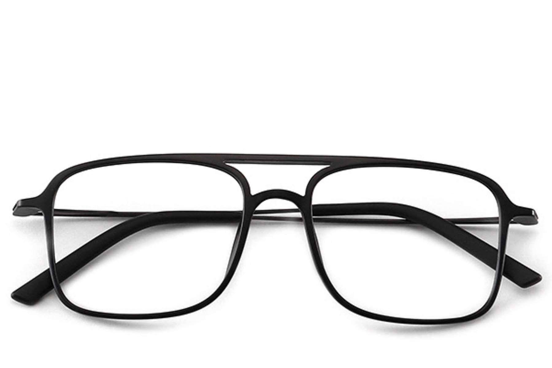 BS0406-0314_Black_Aviator_Ultem_Glasses_front