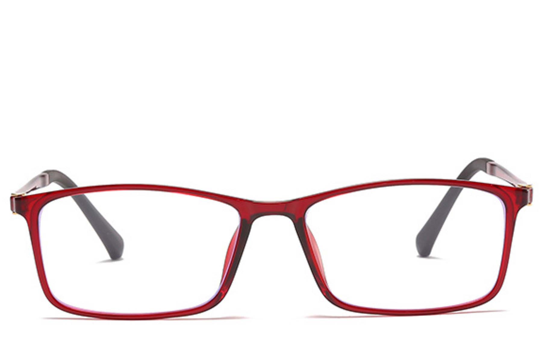 BS0406-0320_Red_Rectangular_Ultem_Glasses_front