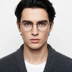 Gafas ovaladas de titanio negro #BS0406-0323