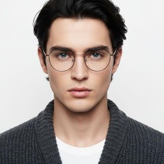 Lunettes ovales en titane noir #BS0406-0323