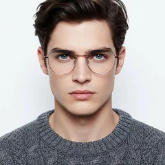 Gafas geométricas de titanio rosa #BS0406-0334