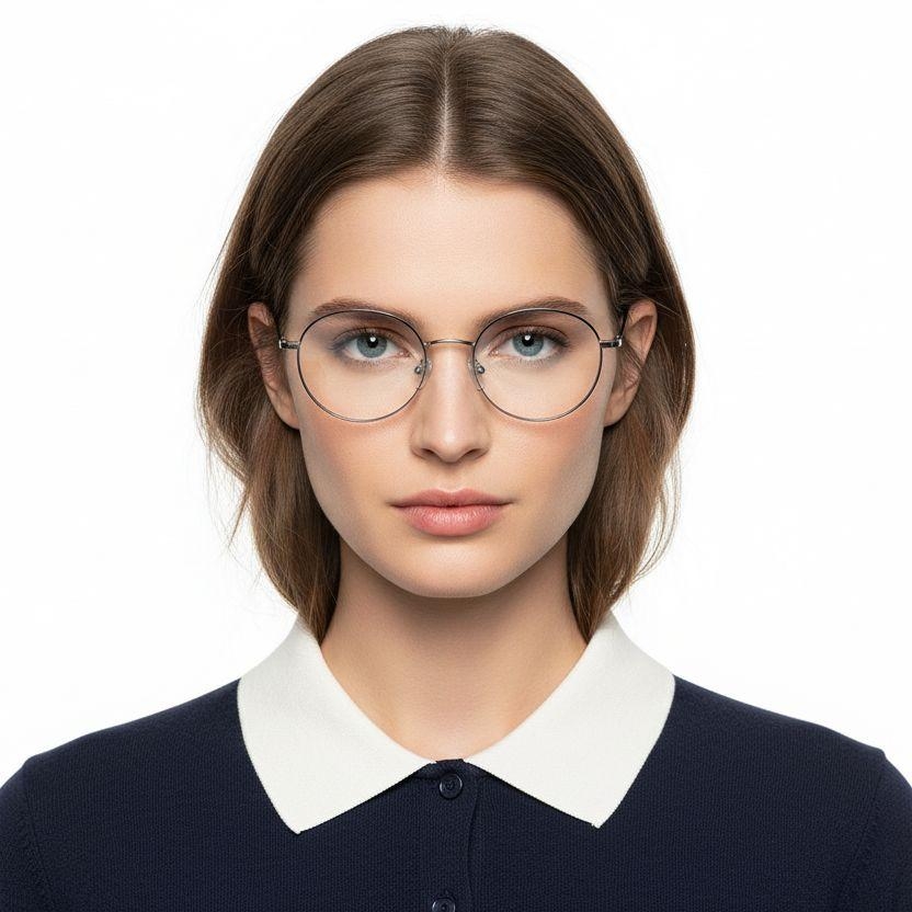 Oval Silver Titanium Glasses #BS0406-0358