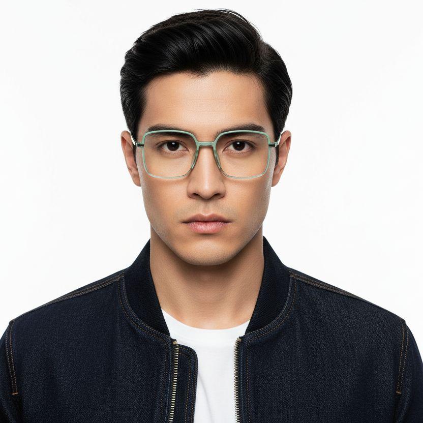 Rechthoekige groene TR90-bril #BS0406-0365