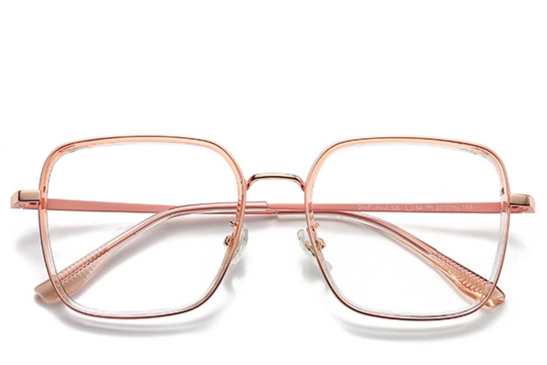 BS0406-0372_Pink_Rectangular_Metal_Glasses_front
