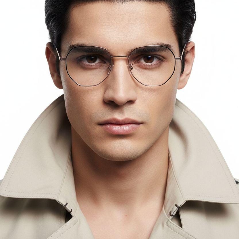 Geometric Black Titanium Glasses #BS0406-0379