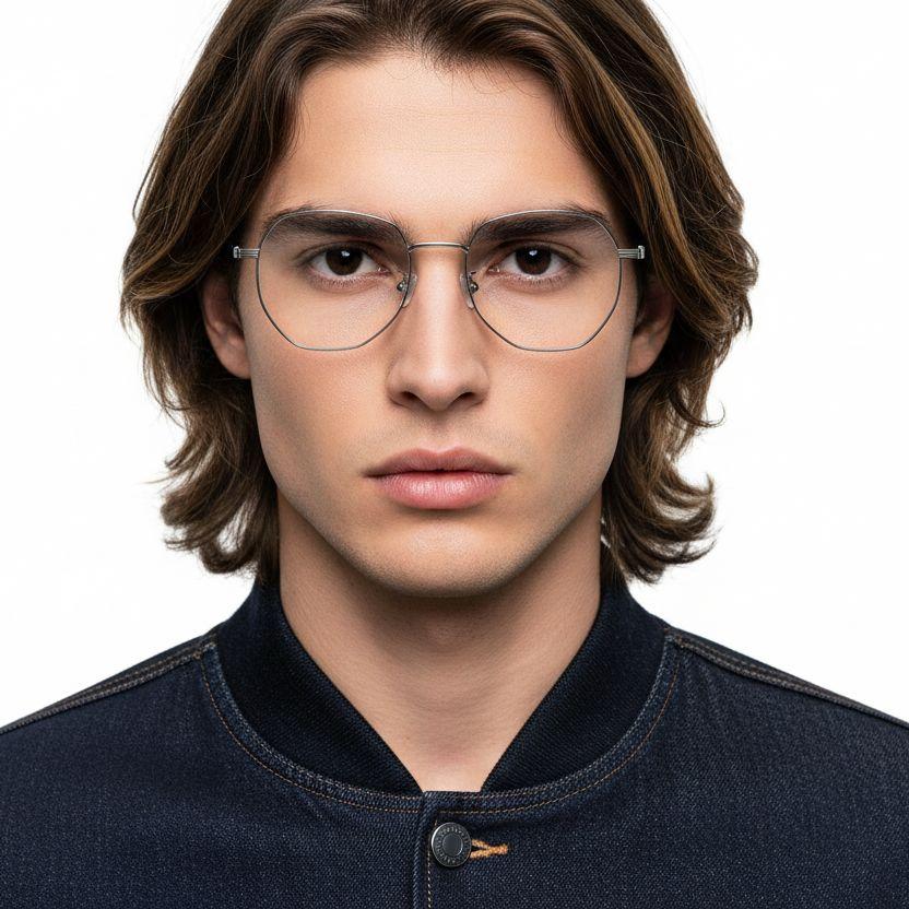Geometric Silver Titanium Glasses #BS0406-0380