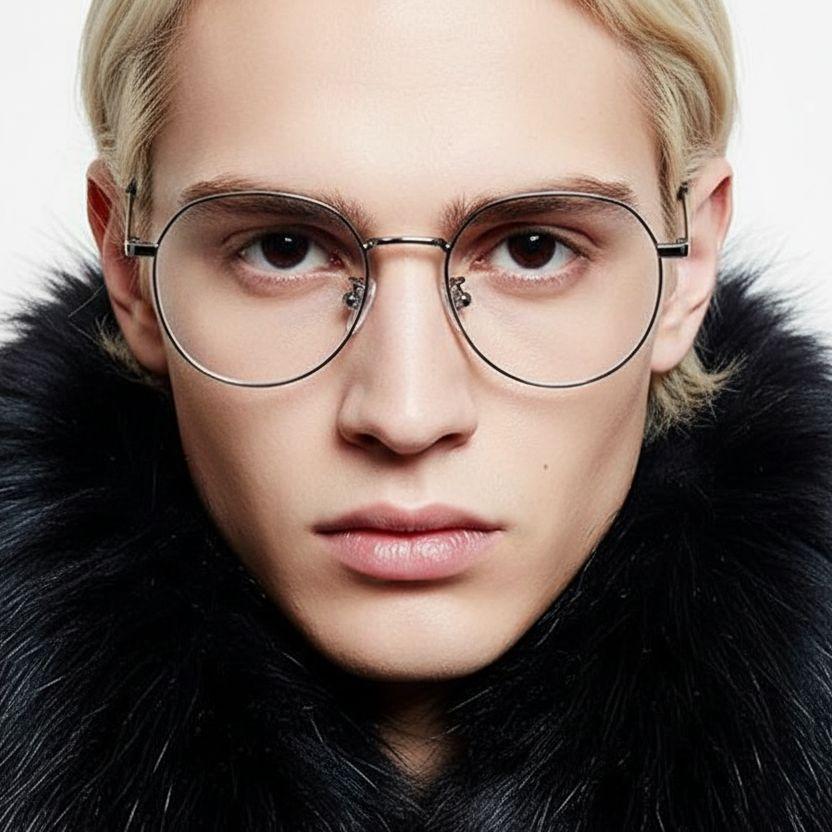 Oval Silver Titanium Glasses #BS0406-0392