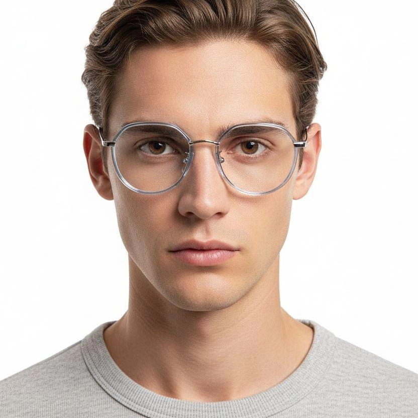 Oval Blue Metal Glasses #BS0406-0406