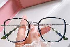 BS0406-0409_Green_Geometric_Metal_Kids_Glasses_front