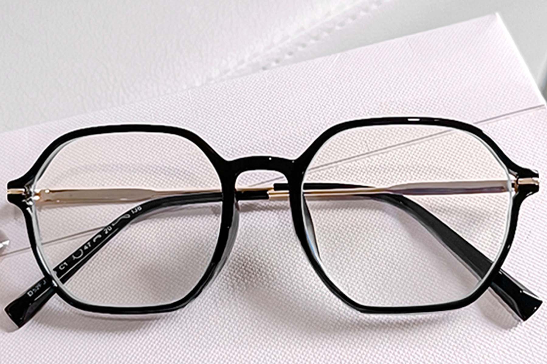 BS0406-0412_Black_Geometric_Metal_Kids_Glasses_front