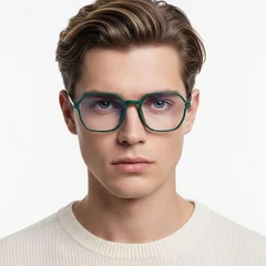 BS0406-0415_Green_Geometric_Metal_Kids_Glasses_model