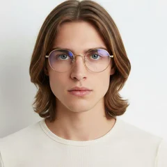 Gafas ovaladas de metal dorado #BS0406-0417