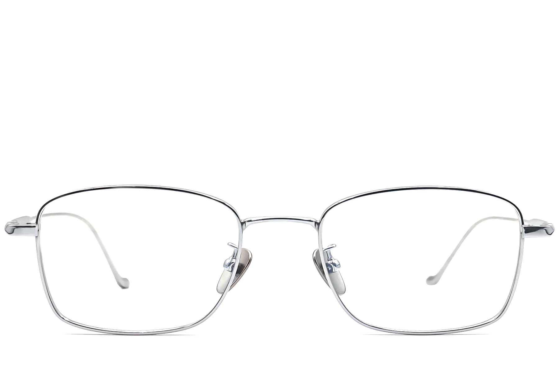 BS0406-0423_Silver_Rectangular_Titanium_Glasses_front