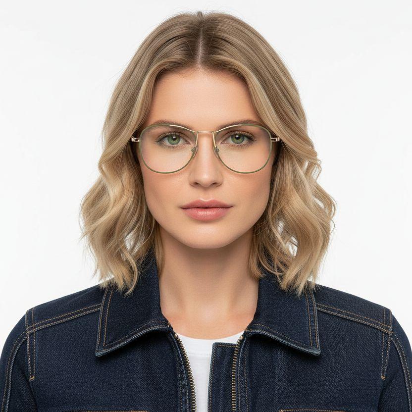 Aviator Green Metal Glasses #BS0406-0432