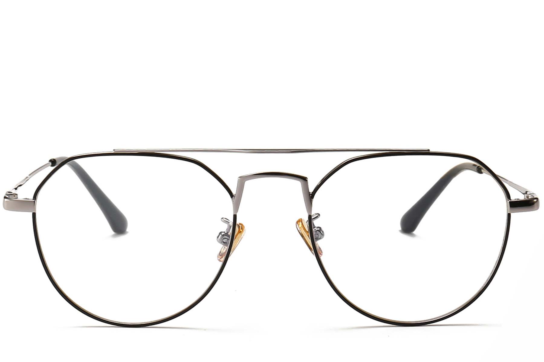 BS0406-0434_Grey_Aviator_Metal_Glasses_front