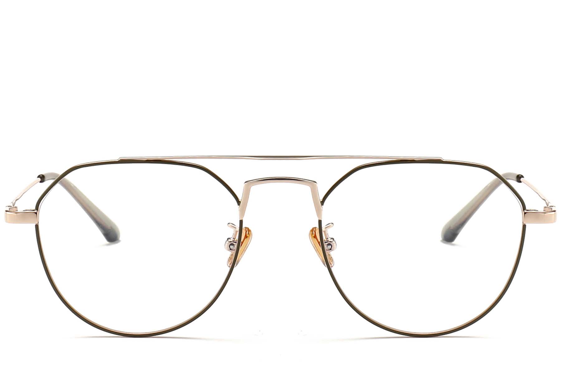 BS0406-0439_Green_Aviator_Metal_Glasses_front