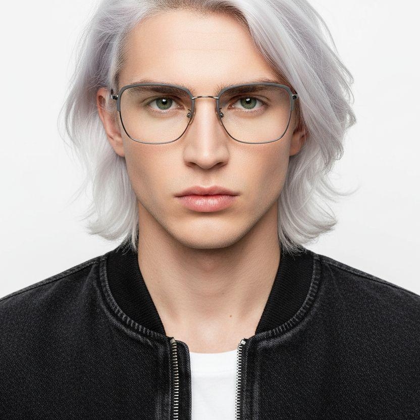 Rectangular Grey Metal Glasses #BS0406-0442