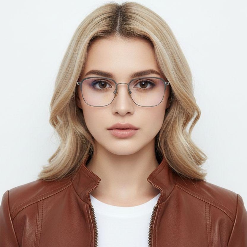 Rectangular Grey Metal Glasses #BS0406-0442