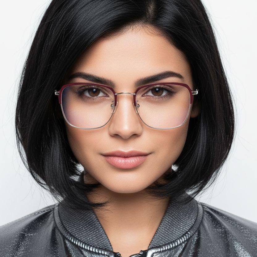 Rectangular Red Metal Glasses #BS0406-0444