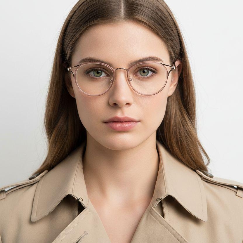 Oval Pink Metal Glasses #BS0406-0447