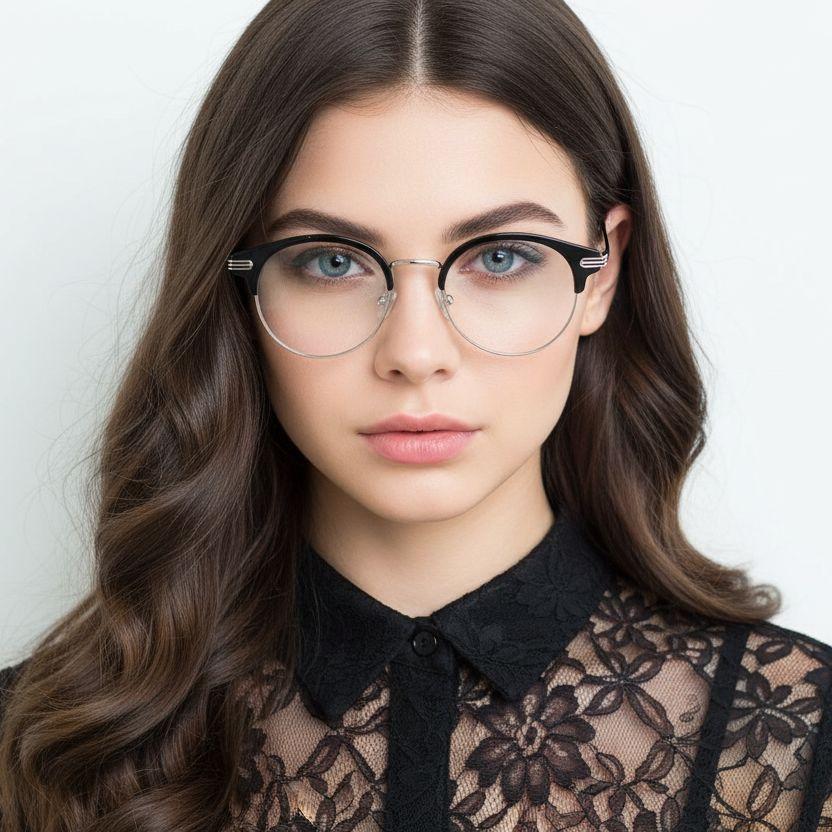 Semi-rimless Black TR90 Glasses #BS0406-0451