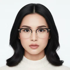 BS0406-0454_Golden_Semi-rimless_TR90_Glasses_model