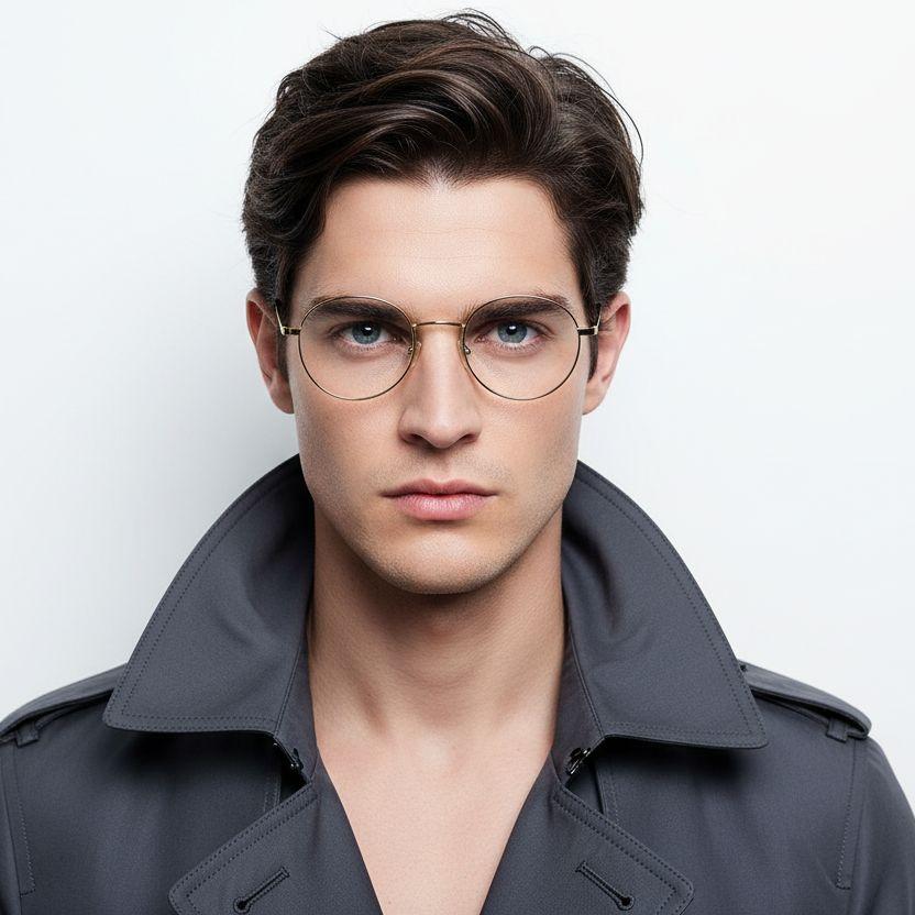 Gafas ovaladas de metal dorado #BS0406-0468