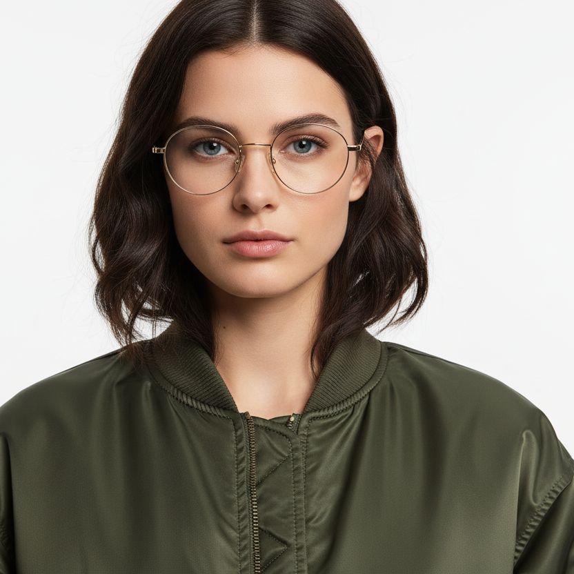 Gafas ovaladas de metal dorado #BS0406-0468