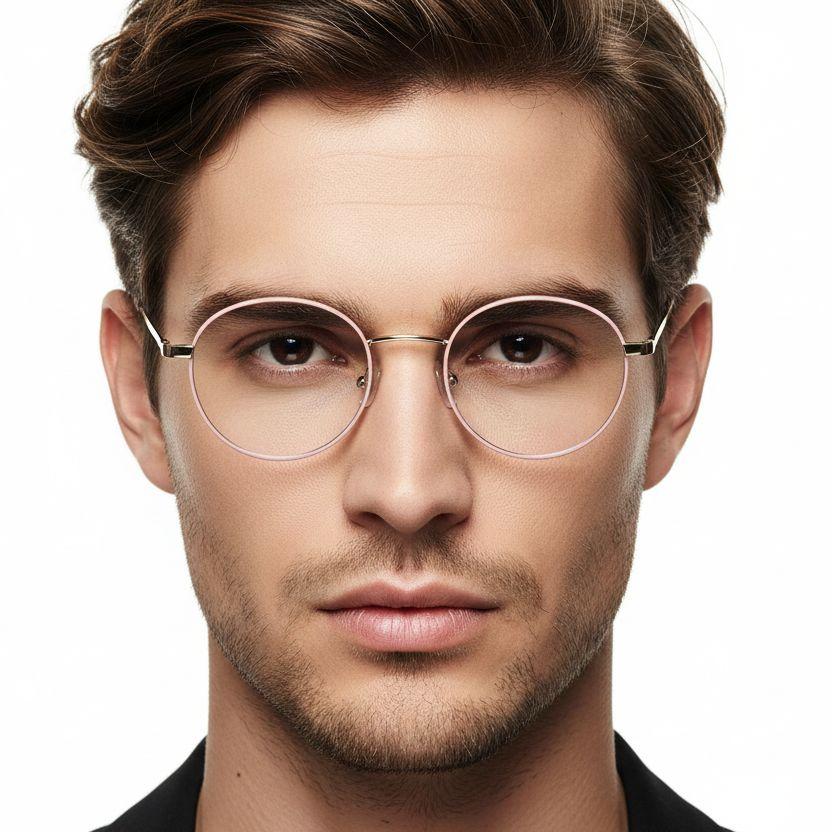 Oval Pink Metal Glasses #BS0406-0472