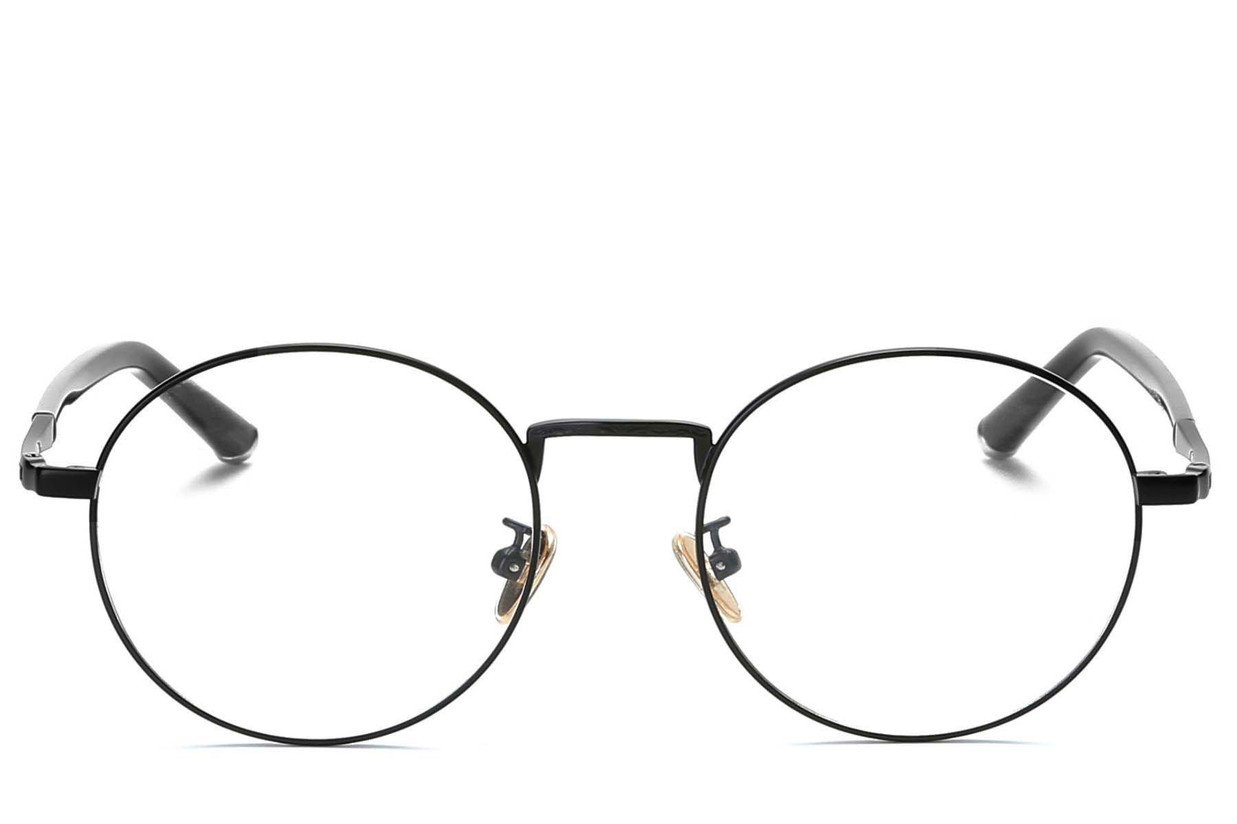 BS0406-0474_Black_Oval_Metal_Glasses_front