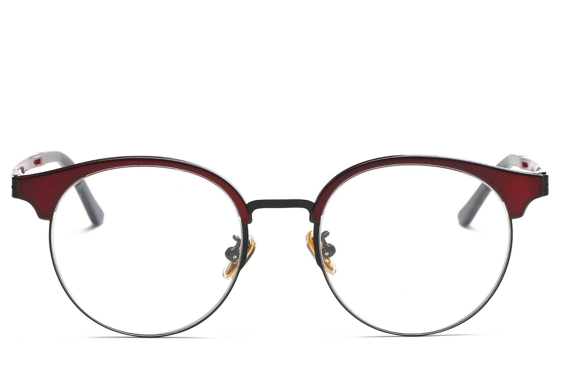BS0406-0477_Red_Semi-rimless_TR90_Glasses_front