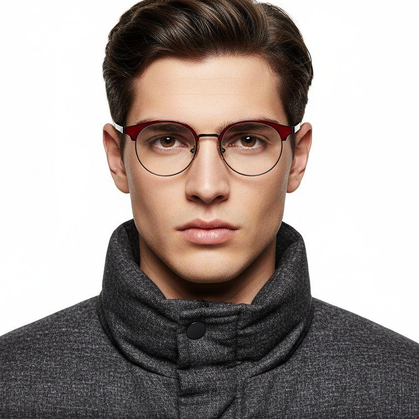 Semi-rimless Red TR90 Glasses #BS0406-0477