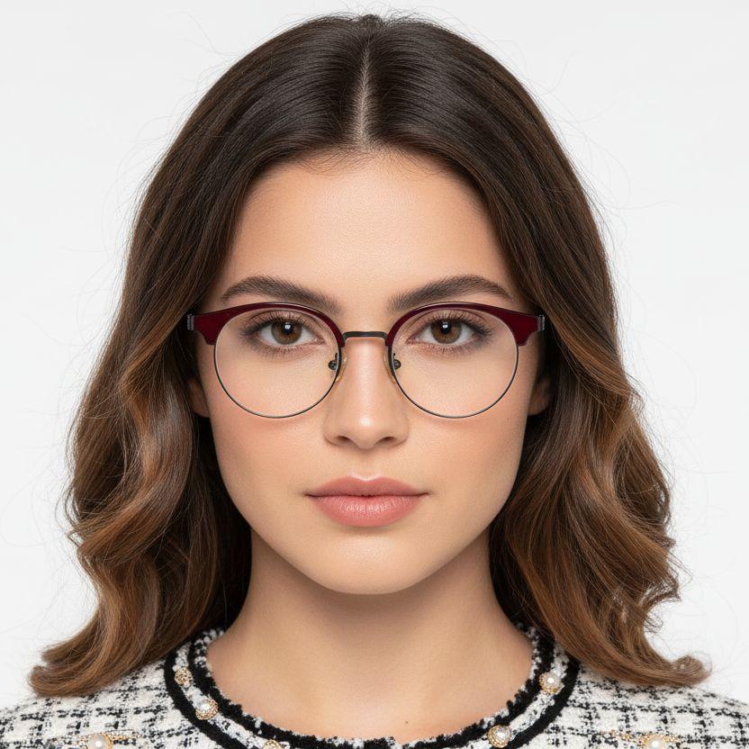 Semi-rimless Red TR90 Glasses #BS0406-0477