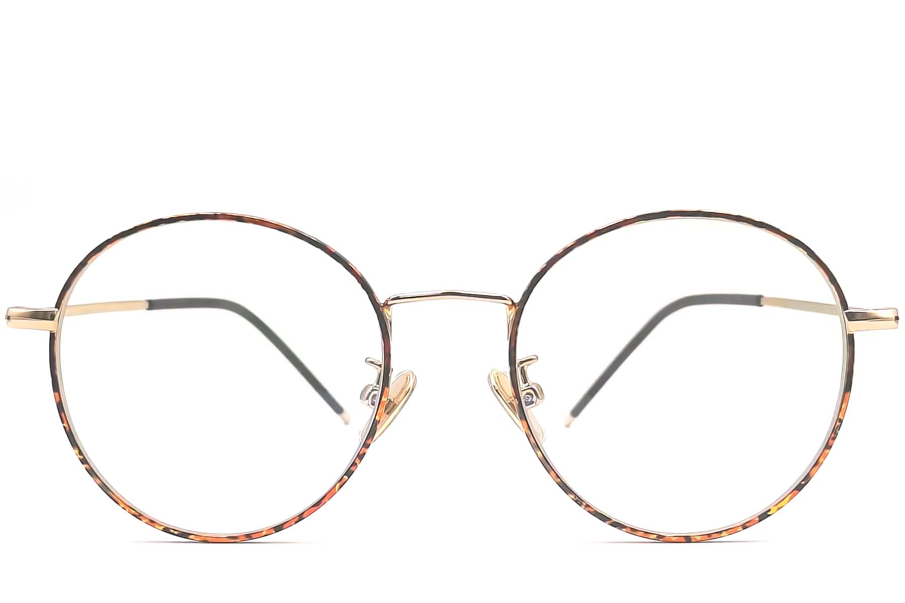 BS0406-0482_Tortoiseshell_Oval_Metal_Kids_Glasses_front