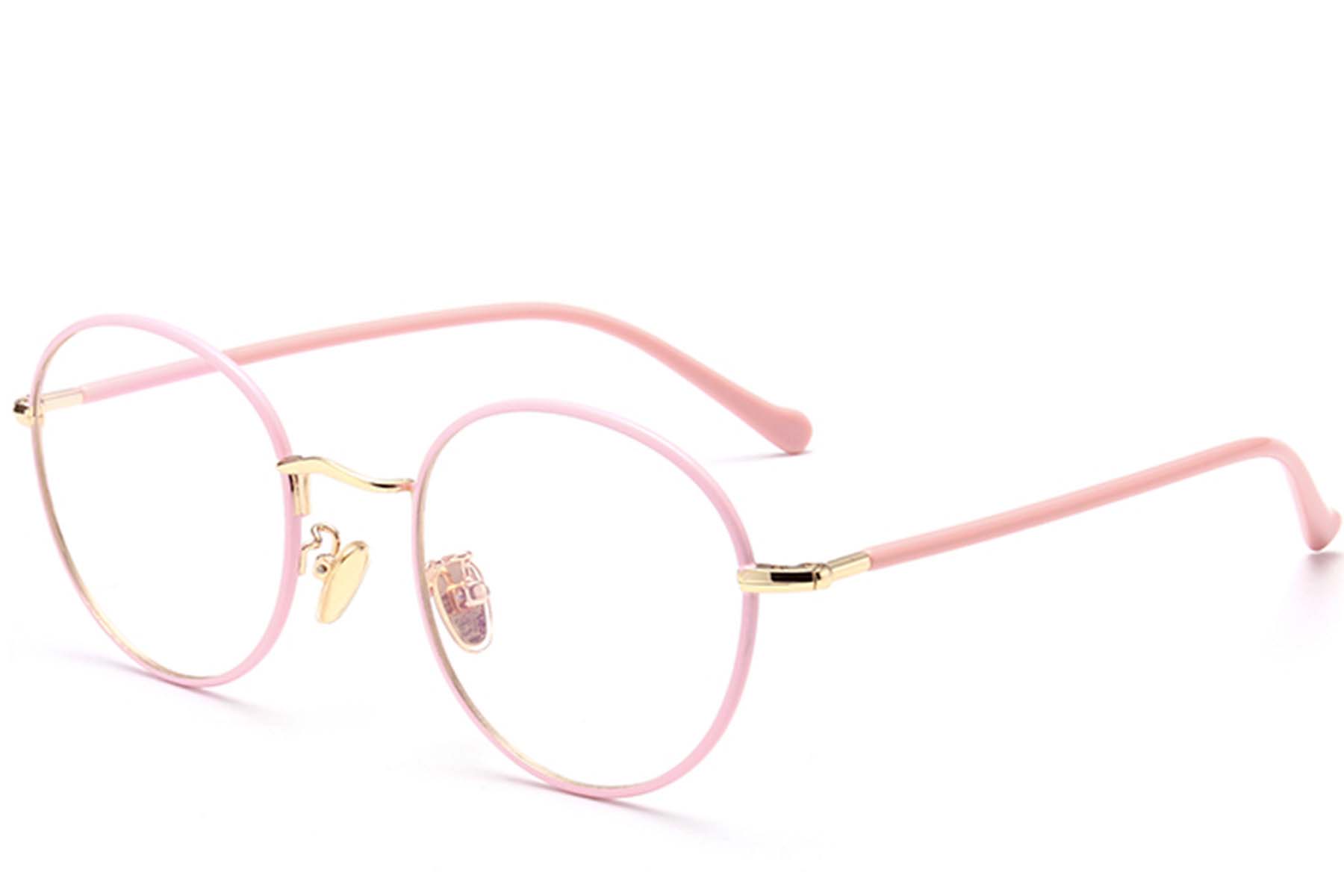 Gafas ovaladas de metal rosa para niños #BS0406-0492