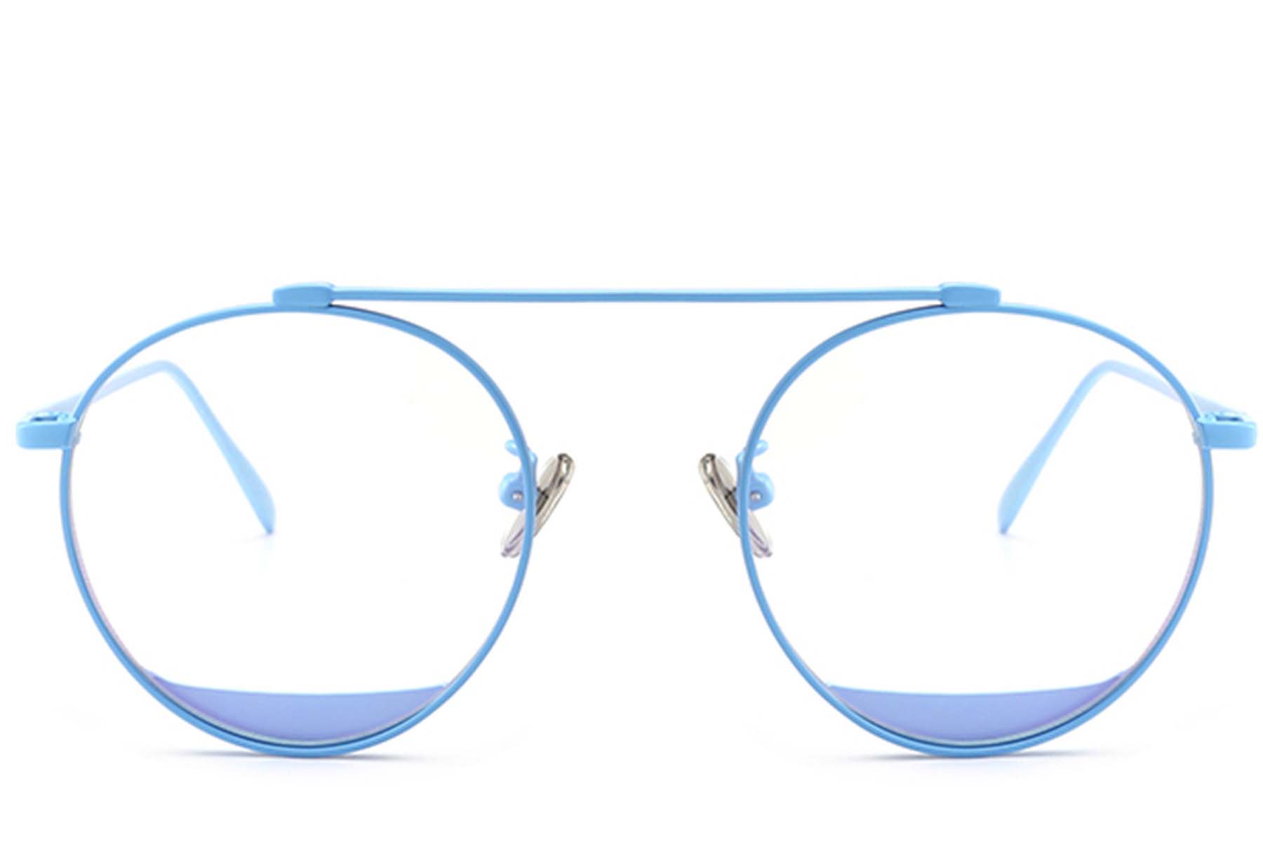 BS0406-0498_Blue_Aviator_Metal_Glasses_front