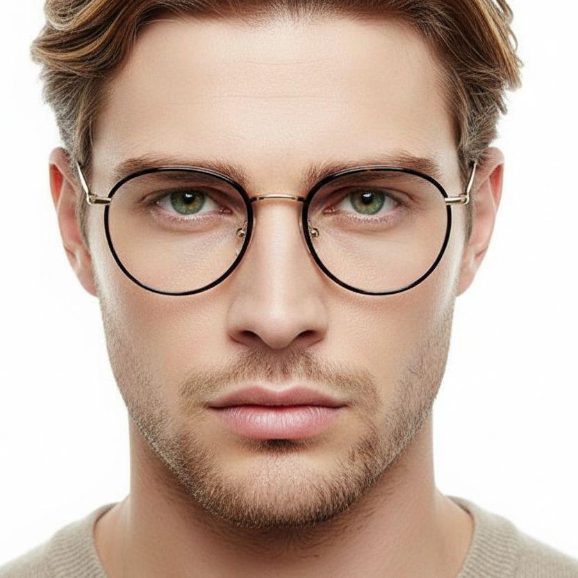 Gafas ovaladas de metal dorado #BS0406-0510