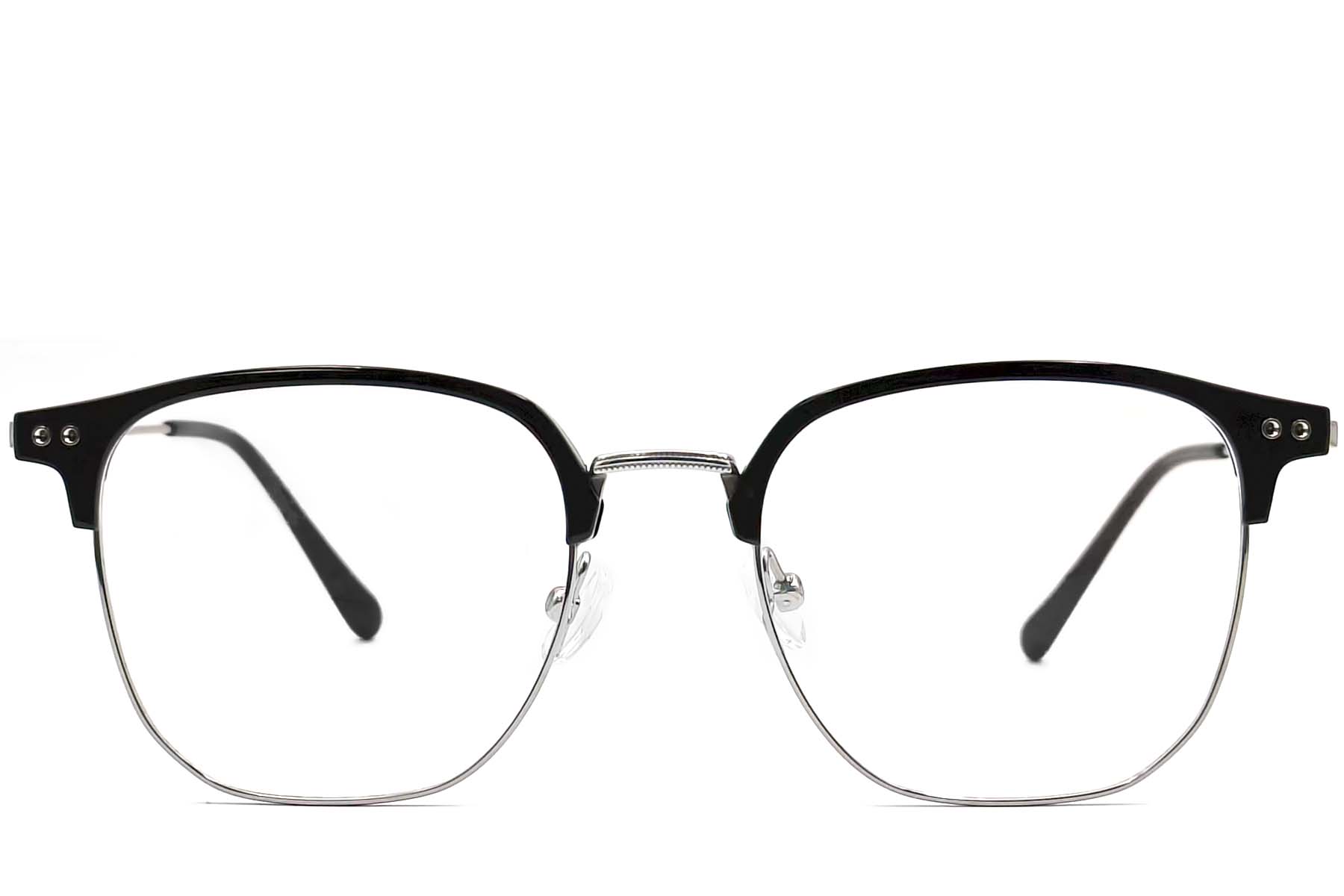 BS0406-0519_Black_Rectangular_Titanium_Glasses_front