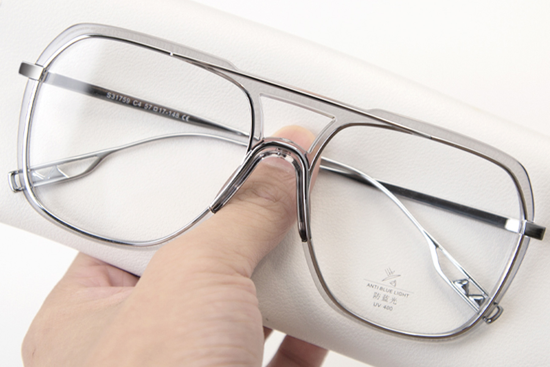 BS0406-0523_Transparent_Aviator_TR90_Glasses_front