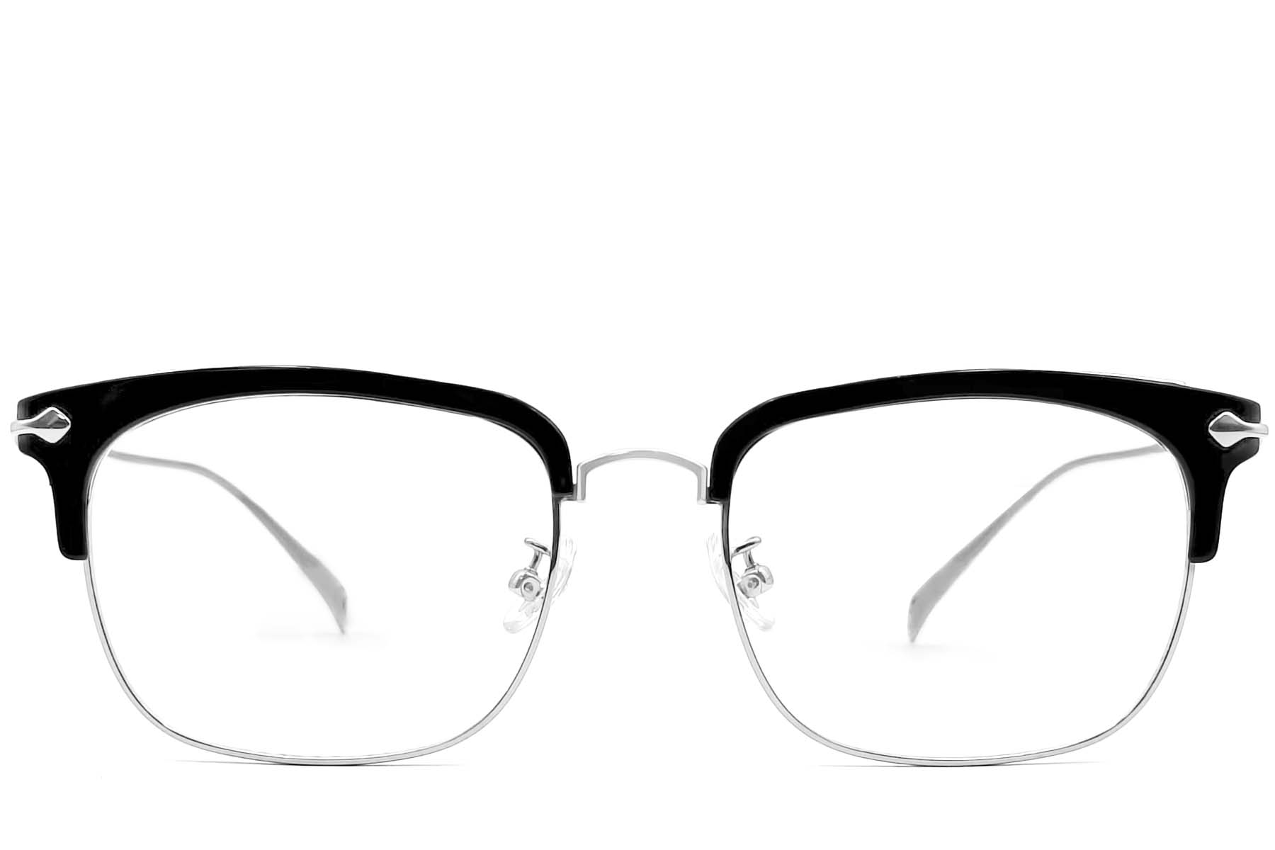 BS0406-0529_Silver_Semi-rimless_Titanium_Glasses_front