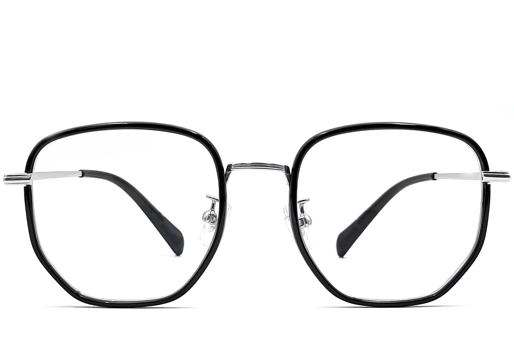 BS0406-0530_Black_Geometric_Titanium_Glasses_front