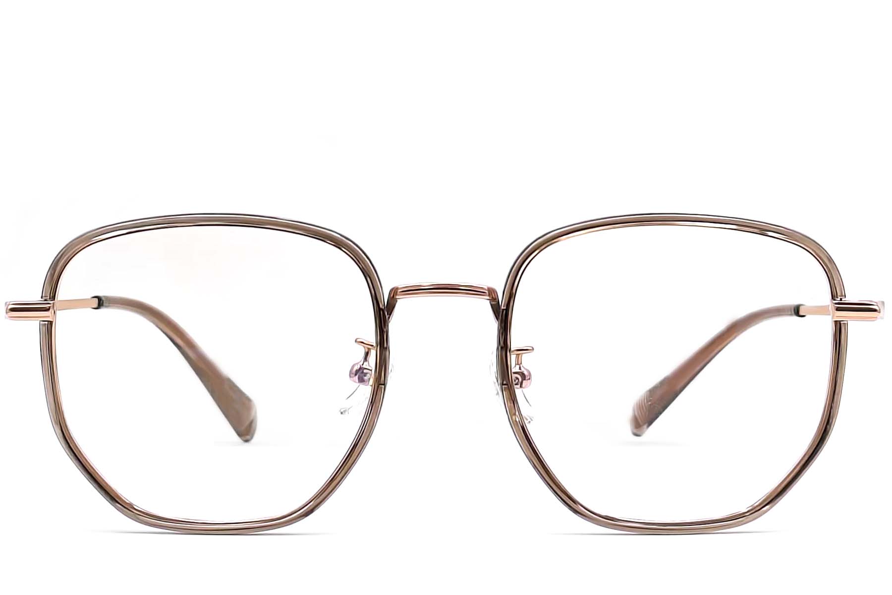 BS0406-0532_Brown_Geometric_Titanium_Glasses_front