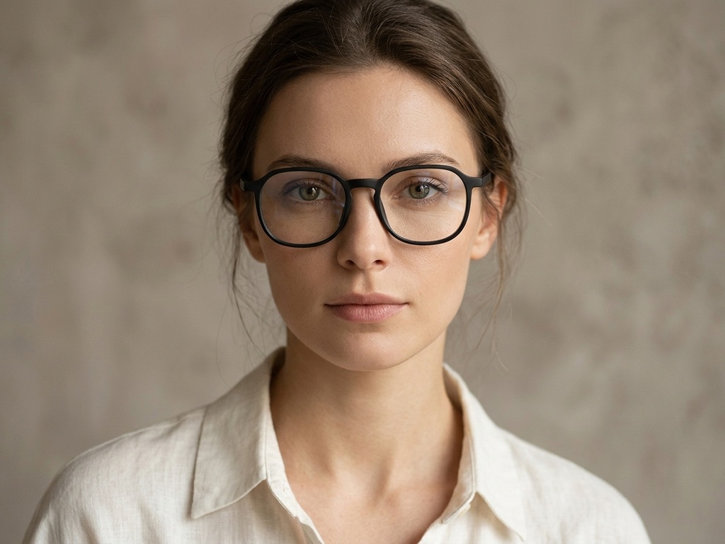 BS0406-0539_Black_Rectangular_TR90_Glasses-tryon_female