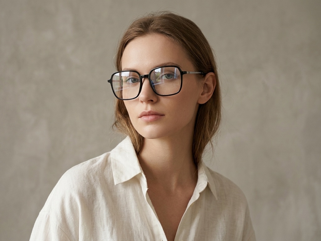 BS0406-0553_Black_Rectangular_TR90_Glasses-tryon_female