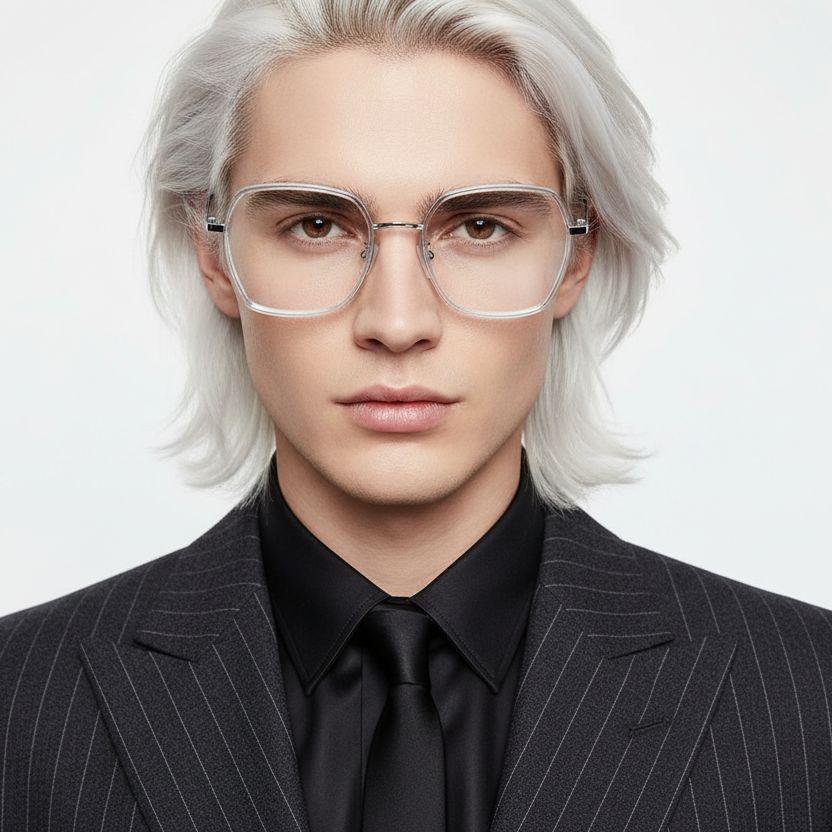 Gafas geométricas de metal transparente #BS0406-0560