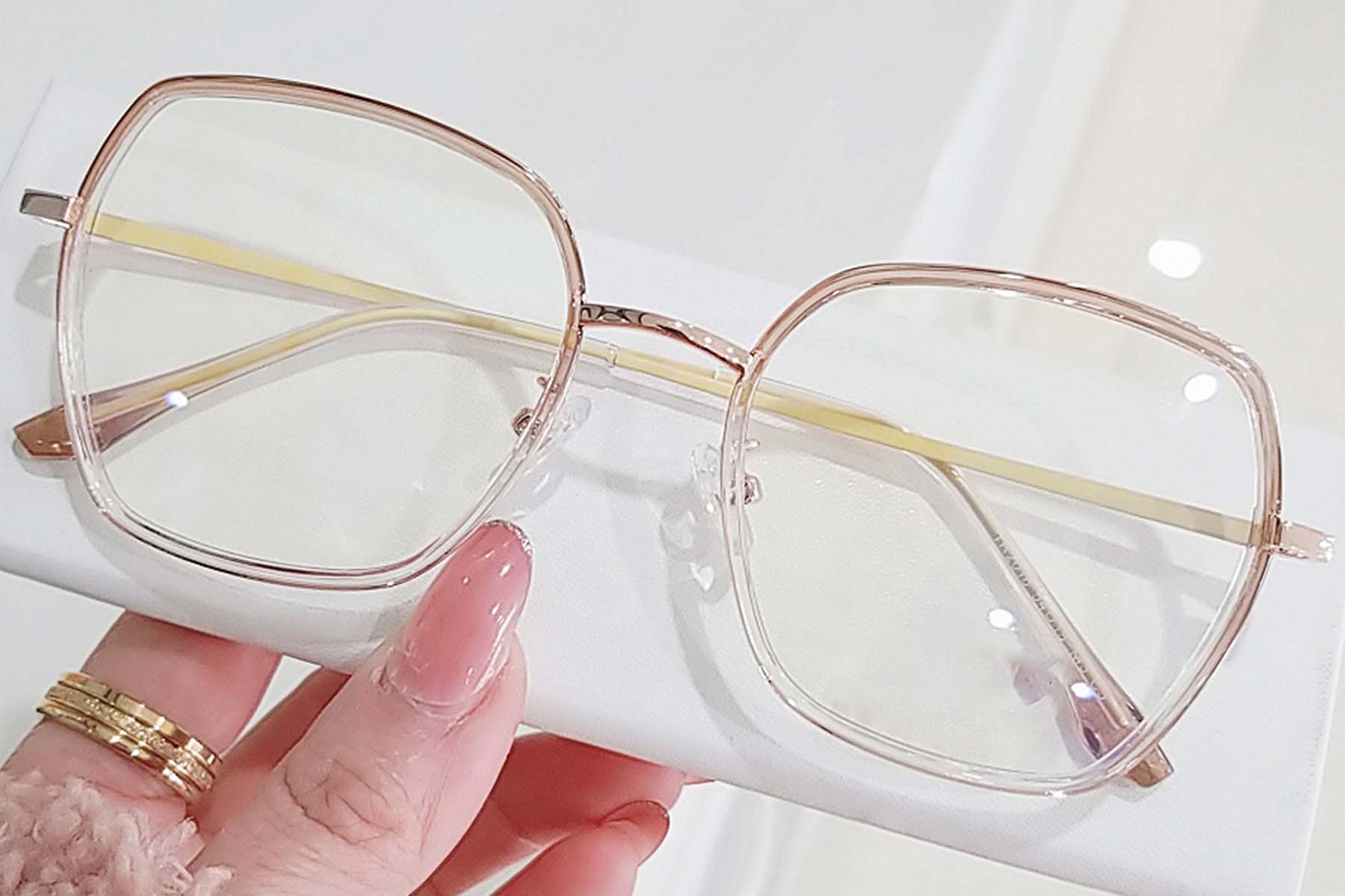 BS0406-0562_Pink_Geometric_Metal_Glasses_front