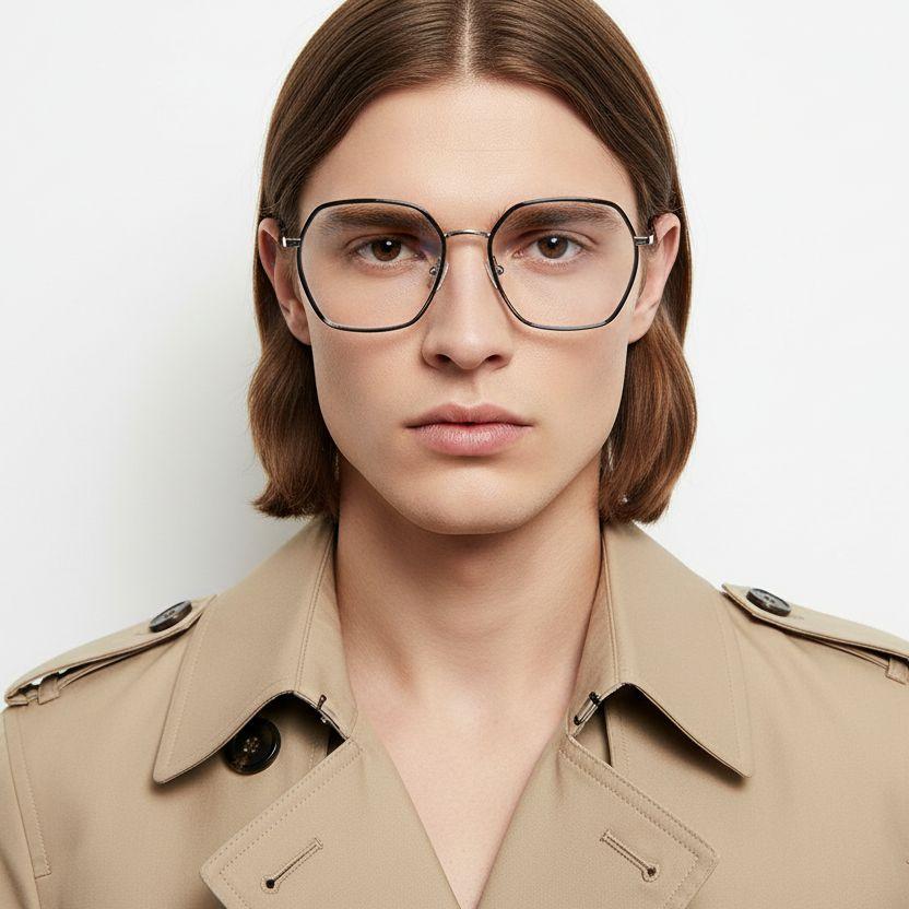 Geometric Blue Metal Glasses #BS0406-0565