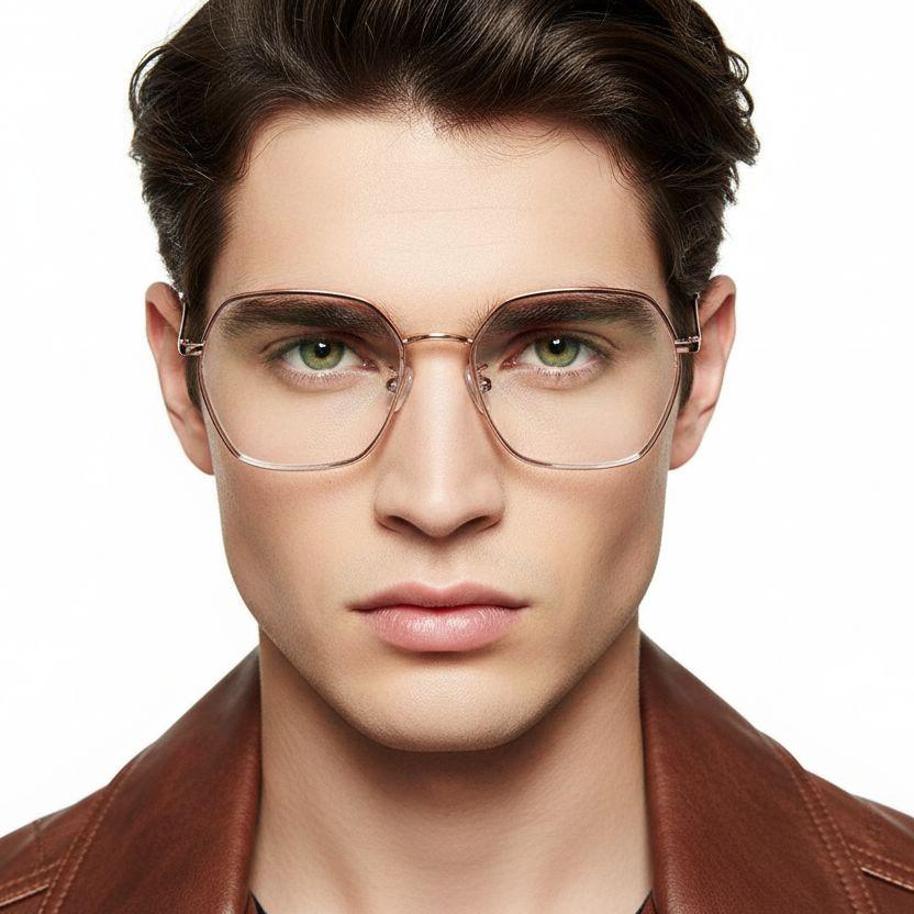 Gafas geométricas de metal rosa #BS0406-0566