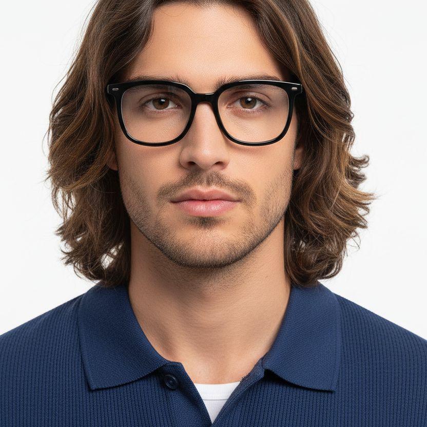 Rechteckige schwarze TR90-Brille #BS0406-0583