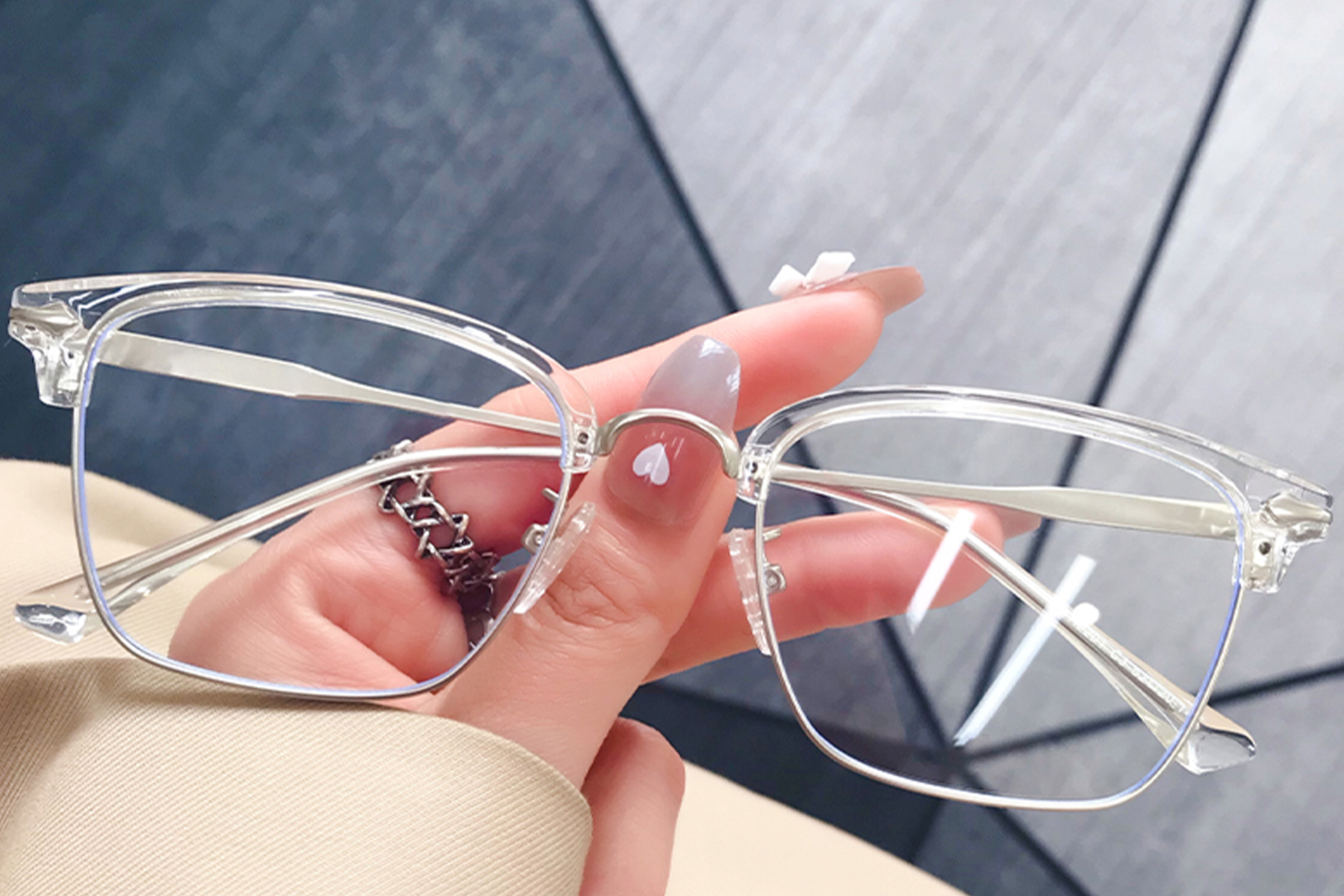 BS0406-0602_Transparent_Semi-rimless_TR90_Glasses_front